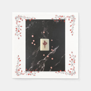 Mahjong themed napkin met de rode draak servet