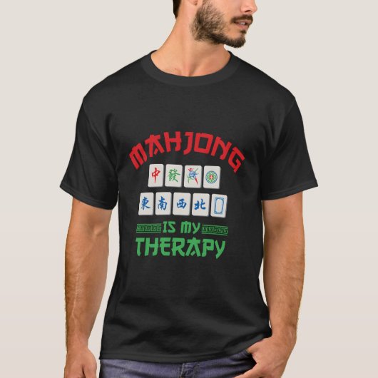 Mahjong therapie voor echte fans t-shirt (Voorkant)