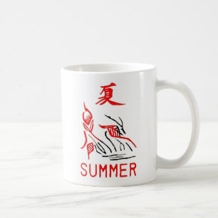 Mahjong Tile, zomer, op witte achtergrond Koffiemok