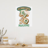 Mahjong Tiles and Clouds Cartoon Poster (Keuken)