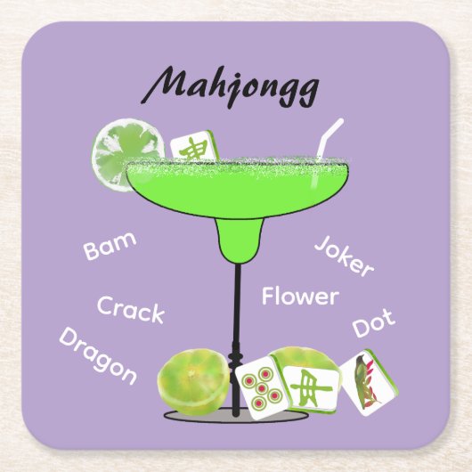 Mahjong Tiles and Margarita Paper Coaster Kartonnen Onderzetters (Voorkant)
