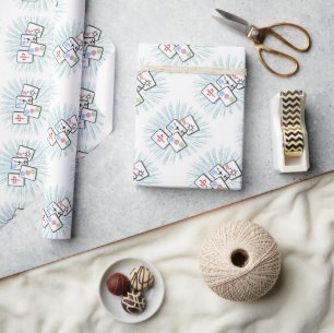 Mahjong Tiles Blue Cadeaupapier