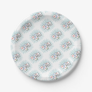 Mahjong Tiles Blue Papieren Bordje