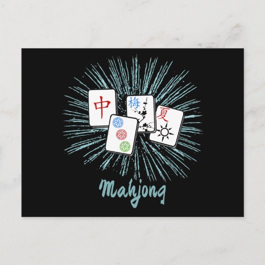 Mahjong Tiles Blue Starburst Custom   Briefkaart (Voorkant)