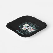 Mahjong Tiles Blue Starburst Custom Papieren Bordje (Gebogen)