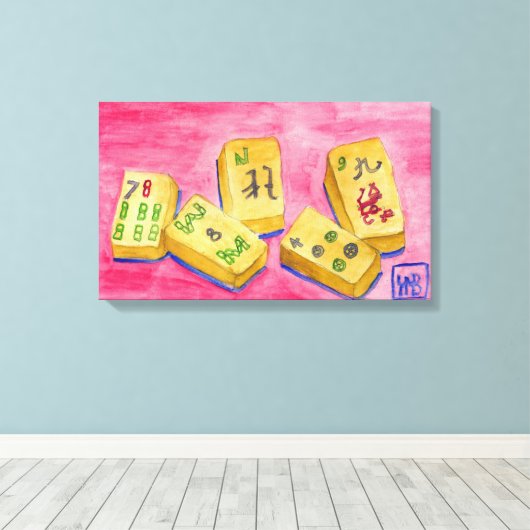 Mahjong Tiles Canvas Afdruk (Insitu (Houten vloer))