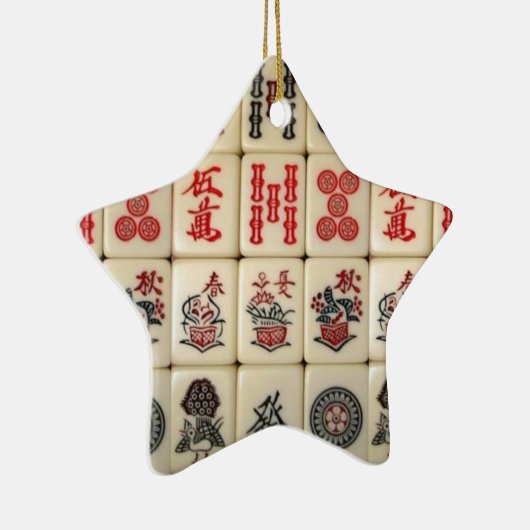 Mahjong tiles en Panda monogrammed Keramisch Ornament (Rechts)