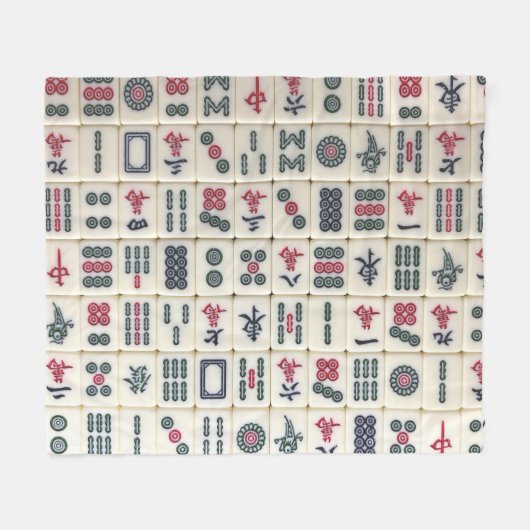 Mahjong Tiles Fleece Deken (Voorkant (Horizontaal))