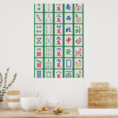 Mahjong Tiles over Green Poster (Keuken)