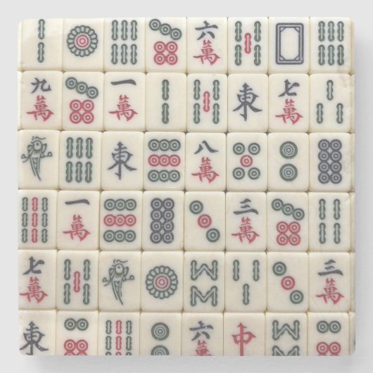 Mahjong Tiles Stenen Onderzetter (Voorkant)