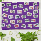 MahJong tiles (symbols) on purple Theedoek (Gevouwen)