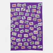 MahJong tiles (symbols) on purple Theedoek (Verticaal)