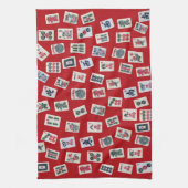 MahJong tiles (symbols) on red Theedoek (Verticaal)