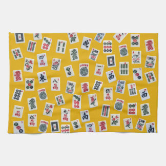 MahJong tiles (symbols) on yellow Theedoek