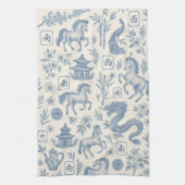 Mahjong Toile Kitchen Towel - Horses and Dragons Theedoek (Verticaal)