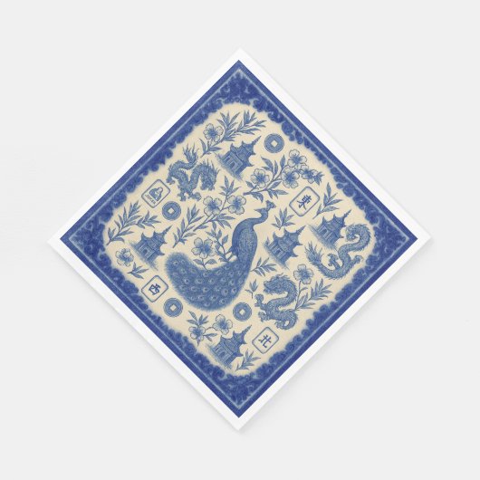 Mahjong Toile Napkins or Guest Towels Servet (Hoek)