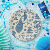 Mahjong Toile Paper Plates Papieren Bordje (Feest)