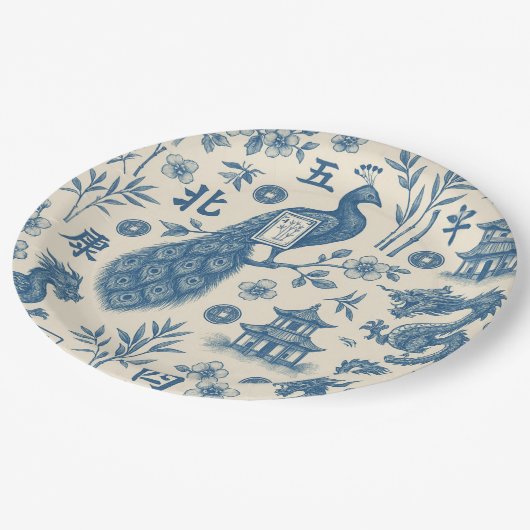 Mahjong Toile Paper Plates Papieren Bordje (Gekanteld)