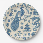 Mahjong Toile Paper Plates Papieren Bordje (Voorkant)