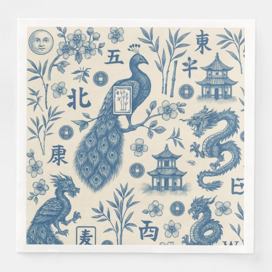Mahjong Toile Party Napkins Servet (Voorkant)