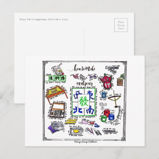 Mahjong Tool Briefkaart (Voorkant / Achterkant)