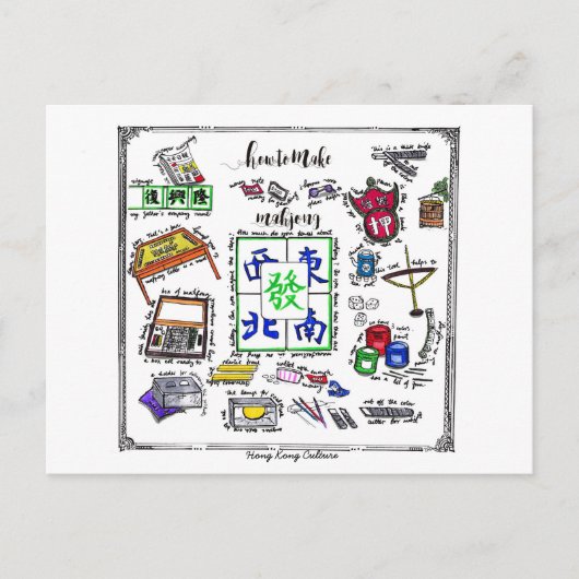 Mahjong Tool Briefkaart (Voorkant)