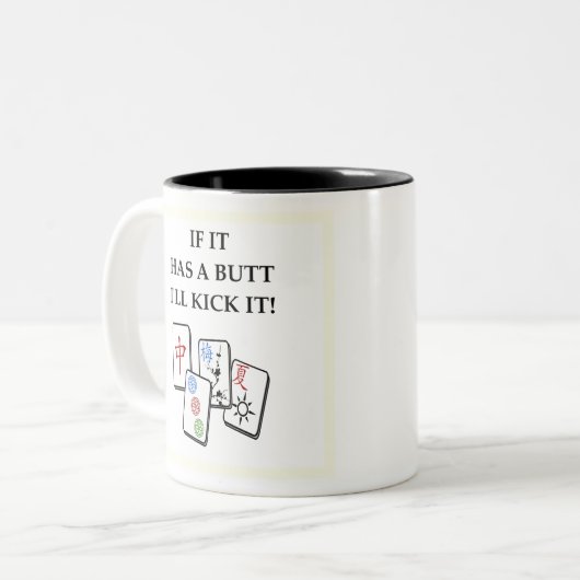 mahjong tweekleurige koffiemok (Voorkant links)