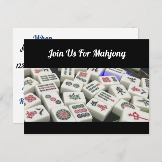 Mahjong uitnodigen briefkaart (Voorkant / Achterkant)