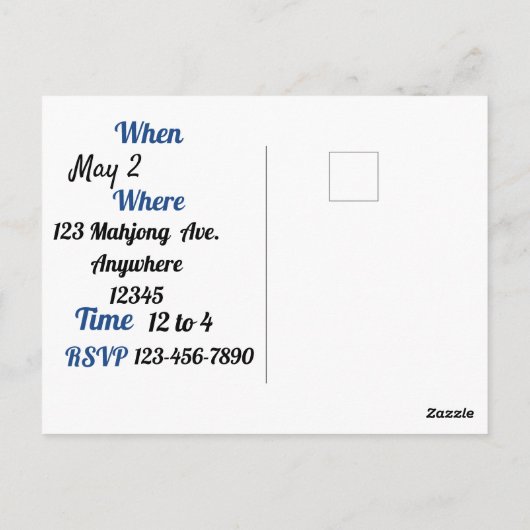 Mahjong uitnodigen briefkaart (Achterkant)