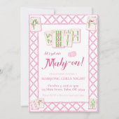 Mahjong Uitnodiging van het Feest, Roze Groene Coq (Voorkant)