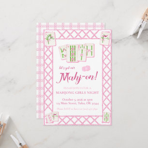 Mahjong Uitnodiging van het Feest, Roze Groene Coq