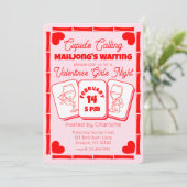 Mahjong Valentijnsfeest Cupido uitnodiging (Staand voorkant)