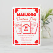 Mahjong Valentijnsfeest Uitnodiging (Staand voorkant)