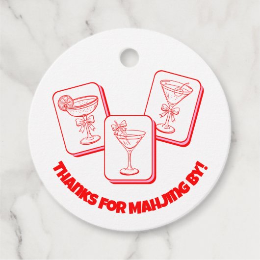 Mahjong Valentine's Party Cocktail Bedankjes Labels (Voorkant)