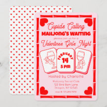 Mahjong Valentine's Party Cupid Invitation