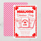 Mahjong Valentine's Party Invitation Kaart (Voorkant / Achterkant)