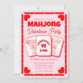 Mahjong Valentine's Pink Party Invitation Kaart (Voorkant)