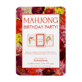 Mahjong verjaardagsfeest uitnodiging, bloem magneet