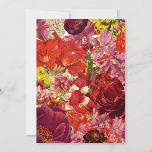 Mahjong Verjaardagsfeest Uitnodiging, Bloemen Kaart (Achterkant)