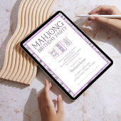 Mahjong Verjaardagsfeest Uitnodiging, paarse toile Kaart