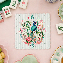 Mahjong Vogel Bloem Onderzetter Elegant