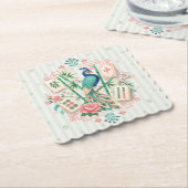 Mahjong Vogel Bloem Onderzetter Elegant (Gebogen)