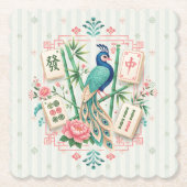 Mahjong Vogel Bloem Onderzetter Elegant (Voorkant)