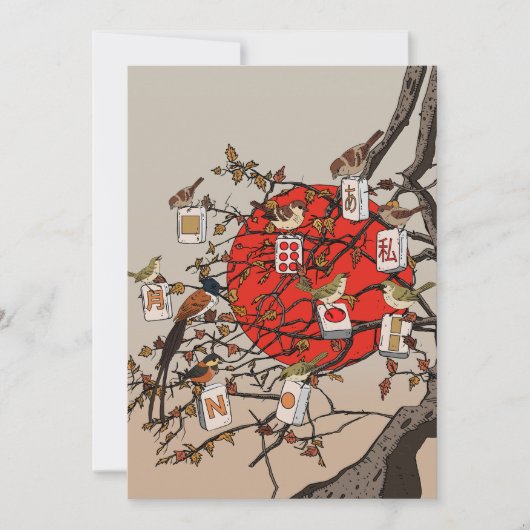 Mahjong Vogels Game Kaart (Voorkant)