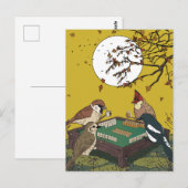 Mahjong vogels spel spelen briefkaart (Voorkant / Achterkant)