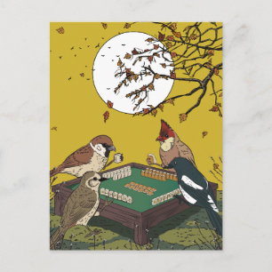 Mahjong vogels spel spelen  briefkaart