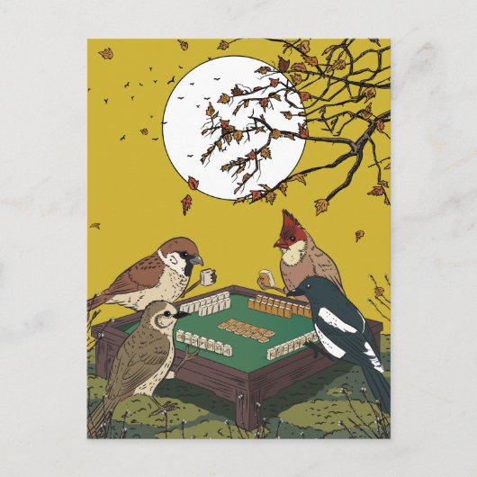 Mahjong vogels spel spelen briefkaart (Voorkant)