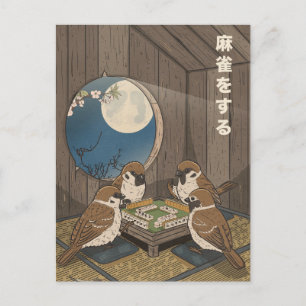 Mahjong vogels spel spelen briefkaart