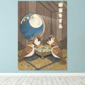 Mahjong vogels spel spelen  canvas afdruk (Insitu (Houten vloer))