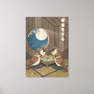 Mahjong vogels spel spelen canvas afdruk